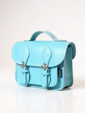 Zatchels Handmade Leather Micro Satchel Pastel Bag Blue English Mod Style Purse
